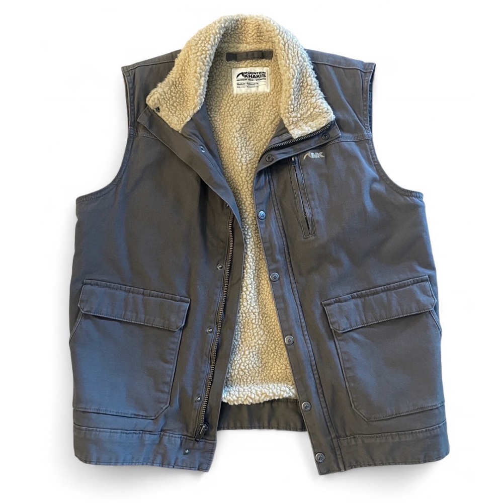 Mountain Khakis Vest Sherpa Lined Men’s Utility Vests Hike Gorpcore Fisherman, M